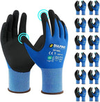 Safety Work Gloves MicroFoam Nitrile Coated-12 Pairs Pack,Blue Seamless Knit Nylon Glove with Black Micro-Foam Nitrile Grip,Ideal for General Purpose,Automotive,Home Improvement,Painting(Small)