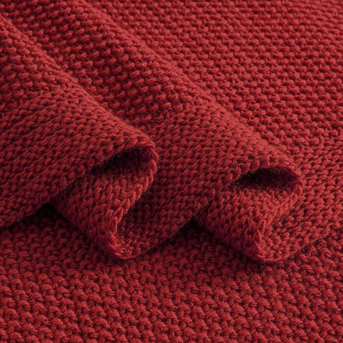 CozeCube Christmas Red Seed Stitch Throw Blanket 50"x60", Farmhouse Decor | - Image 8