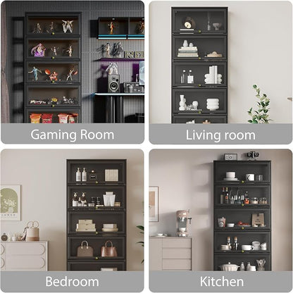 Display Cabinet with Acrylic Glass Doors, 5-Tiers Curio Cabinet with LED - Image 6