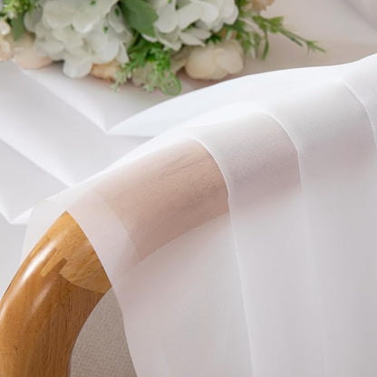 Chyhomenyc White Sheer Curtains 108 Inch Length 2 Panels Set | Extra Long - Image 4