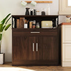 Vongrasig 32" Modern Sideboard Buffet Cabinet With Storage, Adjustable Shelf, Wood Farmhouse Coffee Bar Table for Kitchen, Dining Room, Rustic Brown