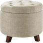 Amazon Basics Round Storage Ottoman Foot Rest, Button Tufted Upholstered by AmazonBasics