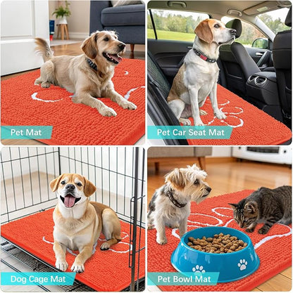 OLANLY Dog Door Mat for Muddy Paws 30x20, Paw Print Design Chenille Mud Mat | - Image 7