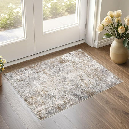 UERMEI 2x3 Entryway Area Rug Washable Neutral Brown Grey Small Carpet | Modern by UERMEI