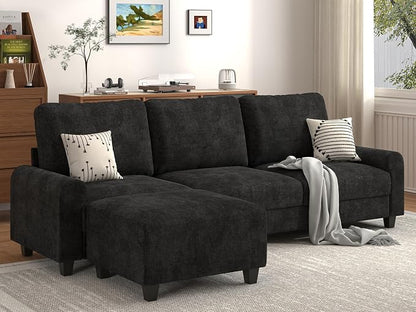 EASE MOOSE 100" Chenille L-Shaped Sectional Sofa, Modern Deep Seat Modular Couch by EASEMOOSE
