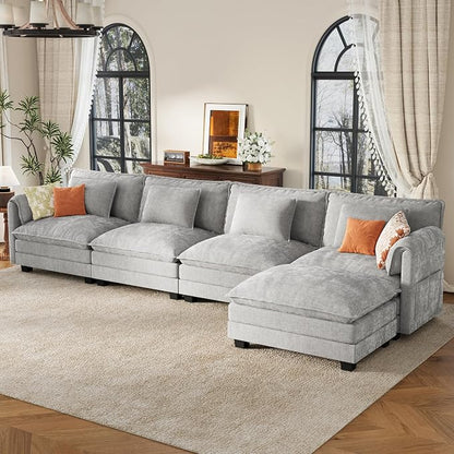 ELUCHANG Oversized 153" Modular Sectional Sofa, Comfy Cloud Couch, L Shaped by ELUCHANG