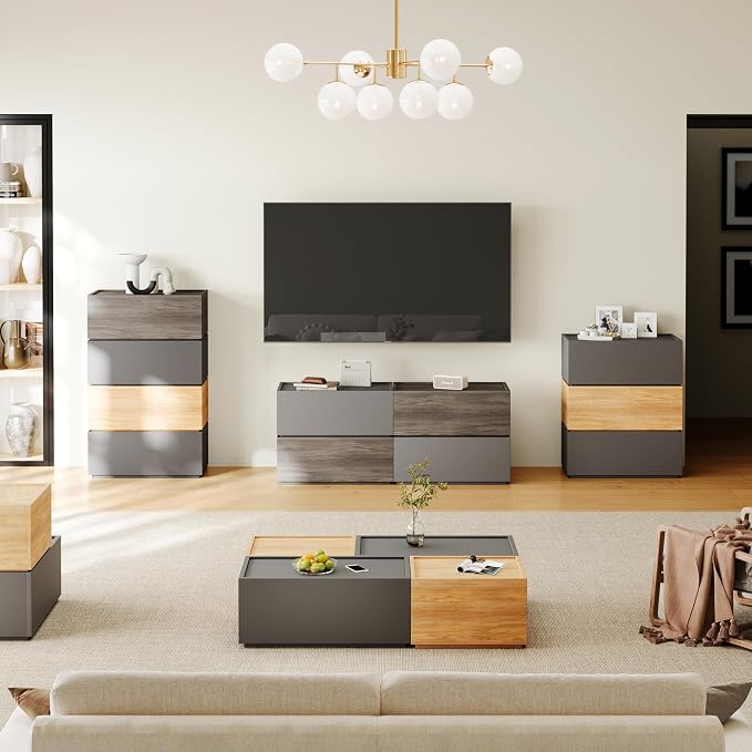 Modern Nightstand Modular Stackable Drawers Modular Storage Bedroom Furniture - Image 4