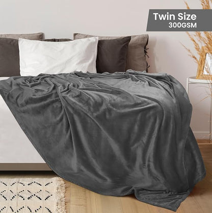 Utopia Bedding Ultra Soft Fleece Bed Blanket Twin Size Grey | Microfiber Plush - Image 2