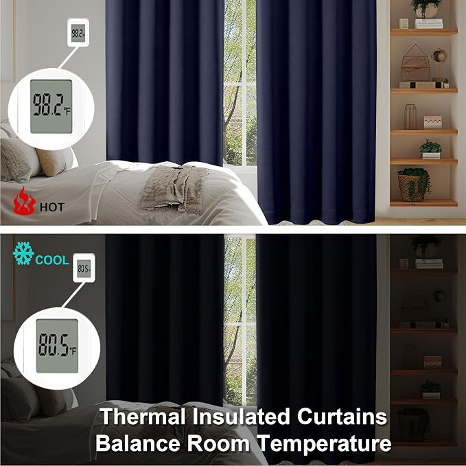 Simplebrand Ava Navy Blue Short Blackout Curtains - Image 6