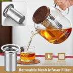 Glass Teapot With Stainless Steel Infuser 1200ml, Glass Tea Pot, Loose Leaf Tea Kettle, Glass Kettle Stovetop, Teapot With Strainer, Tea Infuser Pot Glass Teacup Tea Cups For Blooming Tea