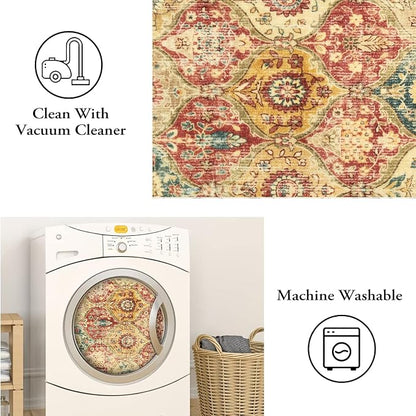 Lahome Moroccan Washable Round Area Rug, Round Rug 5ft Soft Non-Slip | Trellis - Image 4