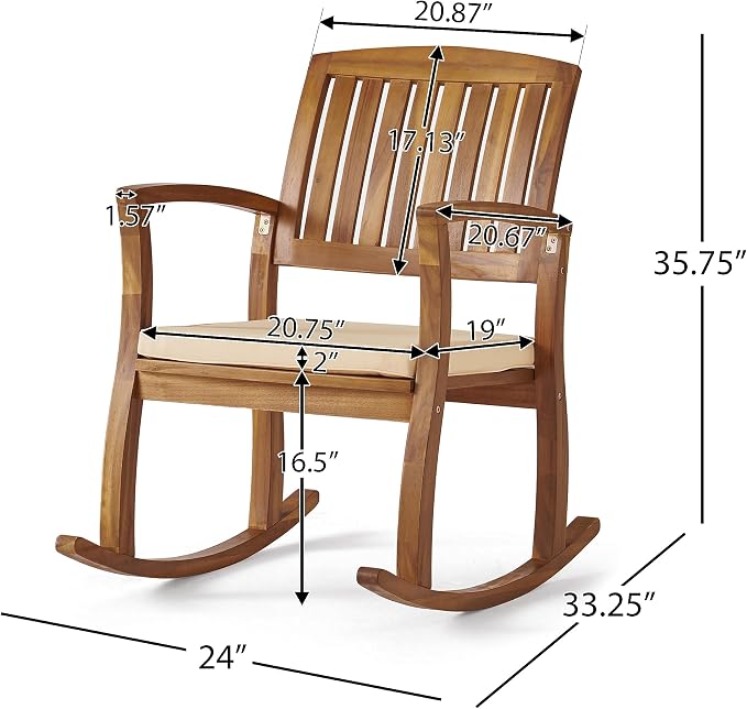 Christopher Knight Home Selma Acacia Rocking Chairs - Image 5