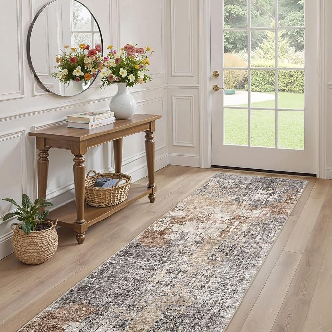 DMOYEST Washable Runner Rug for Hallway: 2x6 Neutral Modern Abstract Low Pile - Image 4