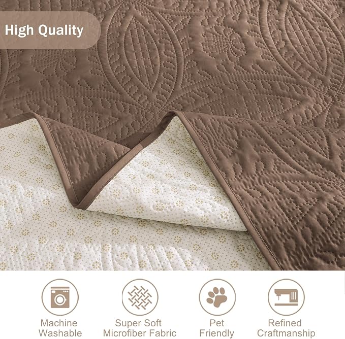 Toffee Quilted TV Recliner Covers, Medium Recliner Chair Covers, Lazy Boy Chair - Image 5