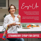 Jimoco® Syrup Pump Dispenser + Torani® Strawberry Syrup, 25.4 oz - Coffee Syrup Pump & Flavoring Bundle