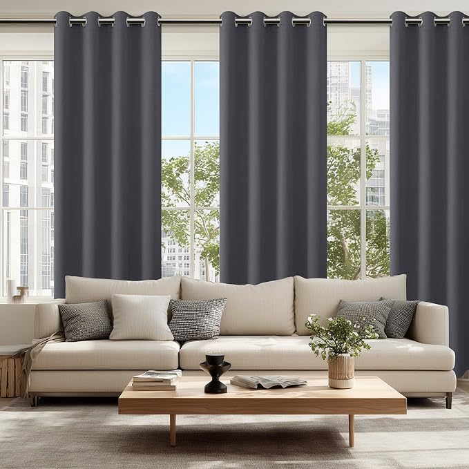 Blackout Curtains for Bedroom, 52 x 102 Inches Long, Dark Grey | Thermal - Image 6