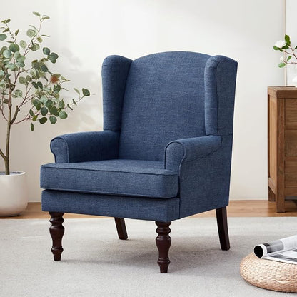 HUIMO Printed Wingback Accent Chair, Linen Upholstered High Back Armchair by HUIMO