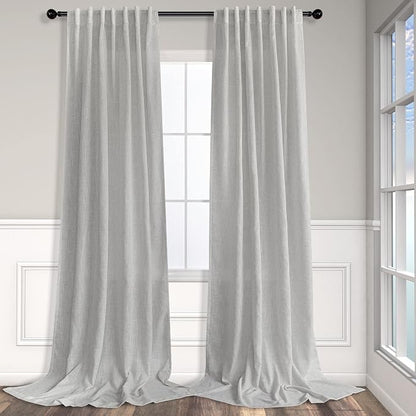 Pitalk Grey Linen Curtains 5 FT Wide by 84 Inch Length by Pitalk