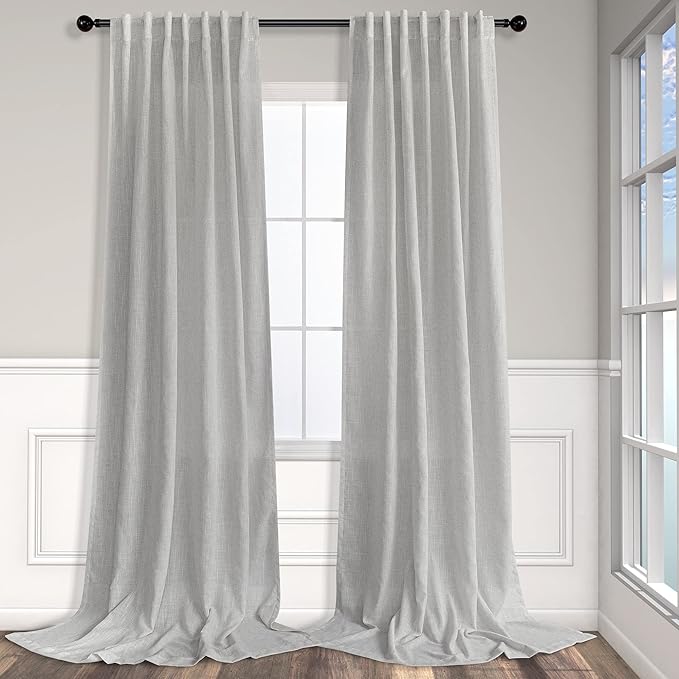 Grey Farmhouse Curtains 60 Inch Wide - Image 2