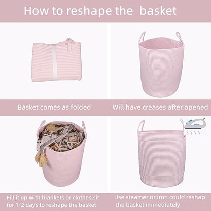 XUANGUO Cotton Rope Laundry Basket Hamper - Image 7