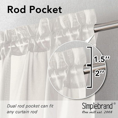 Simplebrand Ivory Sheer Curtains, 2 Panels Set - Image 4