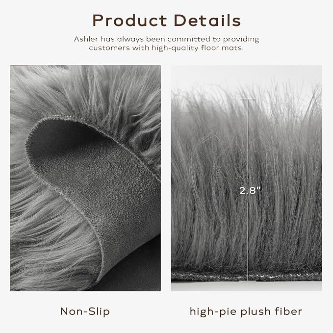 Ashler Faux Fur Rug, Fluffy Shaggy Area Rug, Ultra Soft 2 x 6 Feet Sheepskin Fur - Image 5