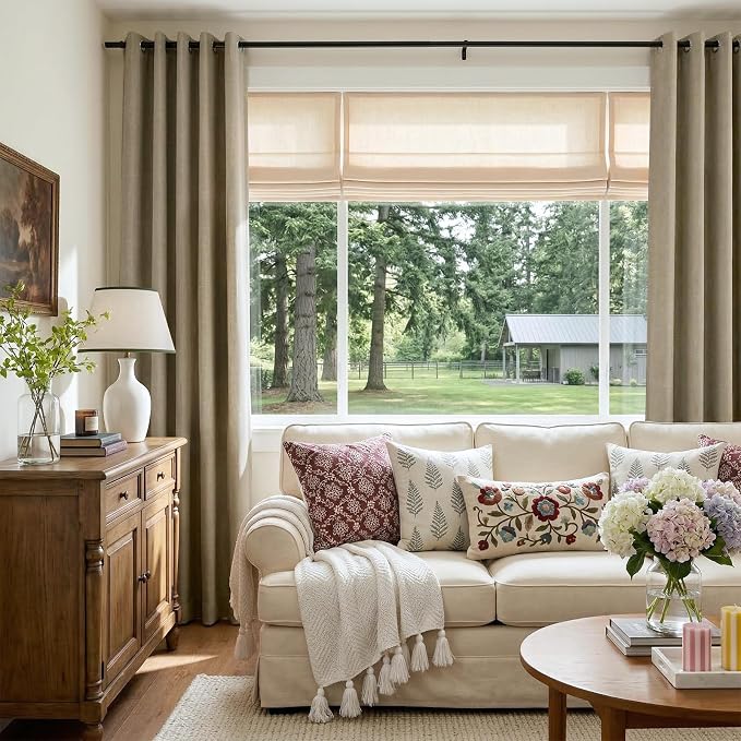 100% Blackout Linen Textured Curtains 63 Inch Long, Plaza Taupe | 100% Blackout - Image 5