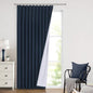 Vision Home Navy Blue Pinch Pleated Full Blackout Curtains Linen Blended Room by VisionHome