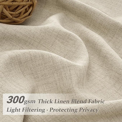 Floor to Ceiling Light Flax Linen Curtains 120 Inches Long 2 Panels Set - Image 3