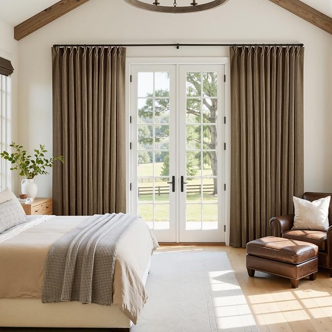 Extra Wide 84 Inch Long Pleated Curtains 70 Inch Wide Dutch Cocoa | Pinch Pleat - Image 7