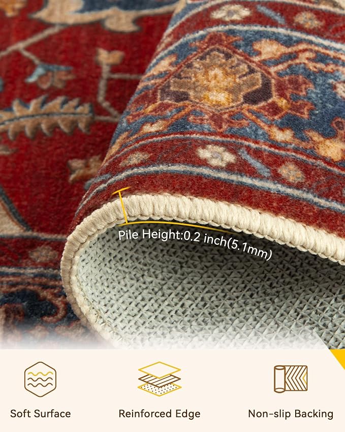 RELEANY Washable Area Rug, Round 10ft, Water Repellent, Pet Friendly, Vintage - Image 4