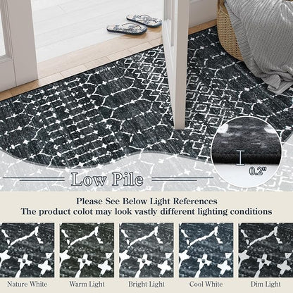 Lahome Moroccan Black Area Rugs 8x10 Living Room Non-Slip Backing Ultra-Thin - Image 3