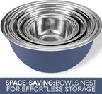 COOK WITH COLOR Stainless Steel Mixing Bowls Set - Nesting Bowls, 6 Pieces, Blue