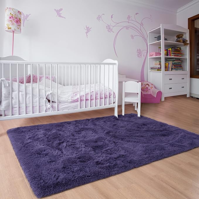 9x12 Extra Large Taro Purple Fluffy Area Rug Non-Slip - Image 4