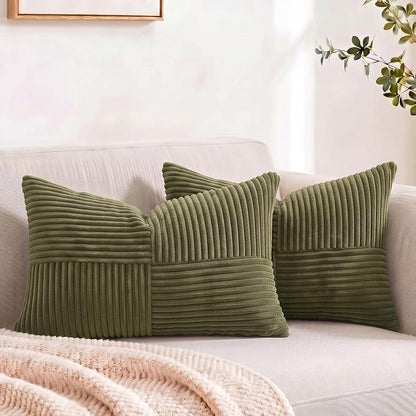 Fancy Homi 2 Packs Olive Green Lumbar Decorative Throw Pillow Covers 16x32 Inch by Fancy+Homi