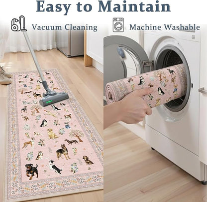 Pink Floral Hallway Runner Rug 2x8 - Image 4