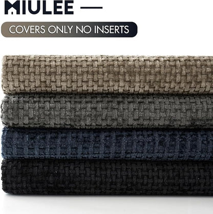 MIULEE Soft Decorative Chenille Pillow Covers Navy Grey 20x20 Pack of 4 | - Image 6