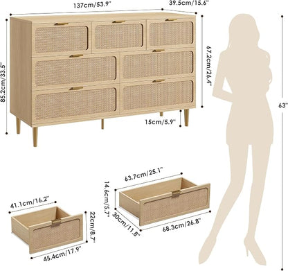 GarveeHome Rattan 7 Drawer Dressers - Image 2