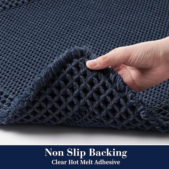 RESARE Waffle Bath Mat for Bathroom, Non Slip Bathroom Rugs 17"x24" Navy | - Image 4