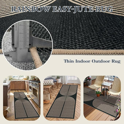 Lahome Enfys Modern Rainbow Hallway Runner Rug, 2x6 Washable Easy Jute Rugs - Image 3