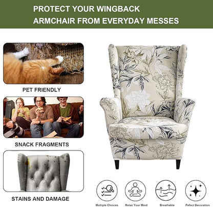 HAOYONG Wing Chair Slipcovers Printed Wingback Chair Covers 2 Pieces Wingback - Image 5
