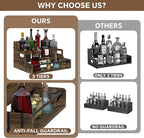 3-Tier Liquor Bottle Display Shelf, Bar Stand for Whiskey, Spirits, Coffee Syrup Rack Organizer, Countertop Wine Rack for Home, Mini Coffee Bar, Small Liquor Cabinet and Kitchen Dark Brown