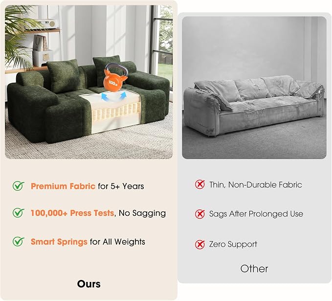 83.5" Boneless Loveseat Couch, Cloud Comfy Couches - Image 5