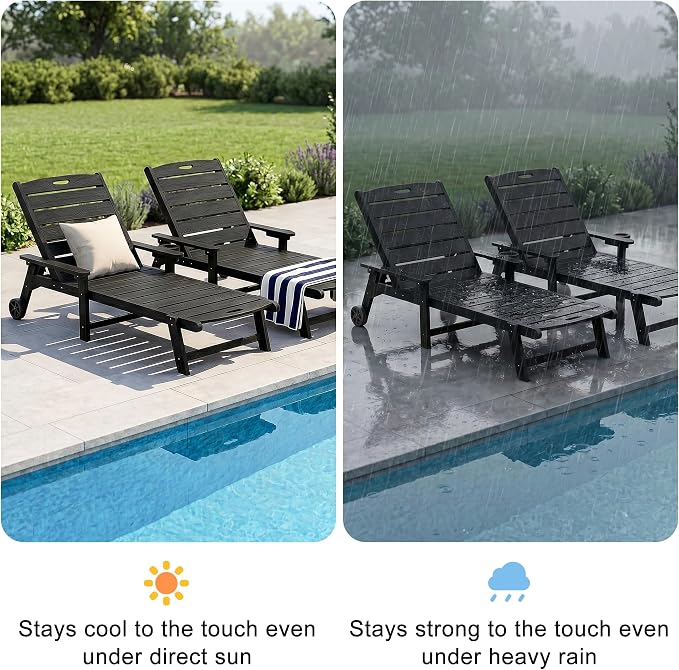 Outdoor Lounge Chair with 5-Position Adjustable, Outside Lounge Chair with Cup - Image 7