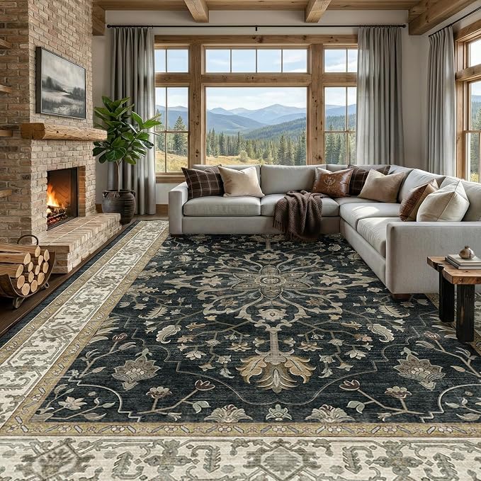 RELEANY Washable Area Rug, Large 10'x14', Water Repellent, Pet Friendly by RELEANY