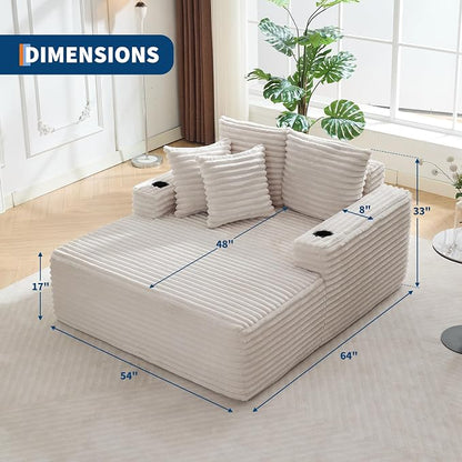 IDEALHOUSE 64" Oversized Chaise Lounge Chair Indoor, Upholstered Boneless Sofa - Image 2