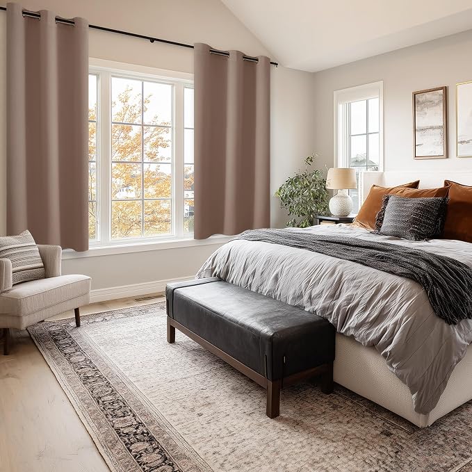 Short Blackout Curtains for Bedroom Cappuccino 38 x 45 Inch 2 Panel | Thermal - Image 6
