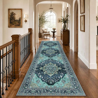 RELEANY Washable Area Rug, Runner 3'x10', Teal | Non-Slip, Water Repellent by RELEANY