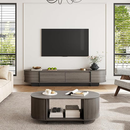 Coffee Table and TV Stand Set of 2, 76.4'' Modern TV Console，Entertainment by ukaocai