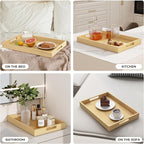 Axeman Wooden Serving Tray with Wood Handles|Ottoman Tray for Breakfast, Bed, Couch|17x12in Ash Wood Coffee Table Trays|Food Drinks Decorative Storage Boards for Ottoman Kitchen, Natural